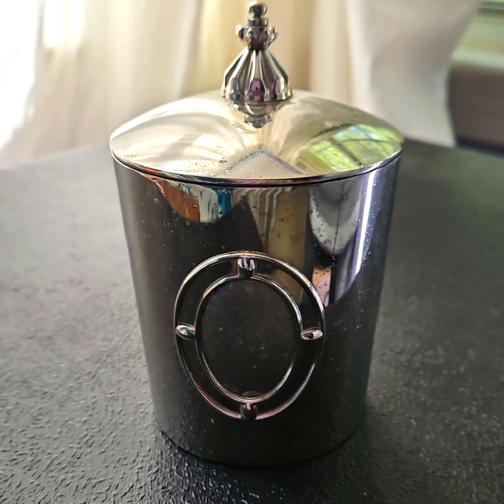 Vintage Things Remembered Silver Candle Holder with Lid And  a Candle